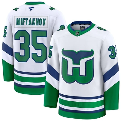 Amir Miftakhov Men's Fanatics White Carolina Hurricanes Throwback Premium Custom Jersey