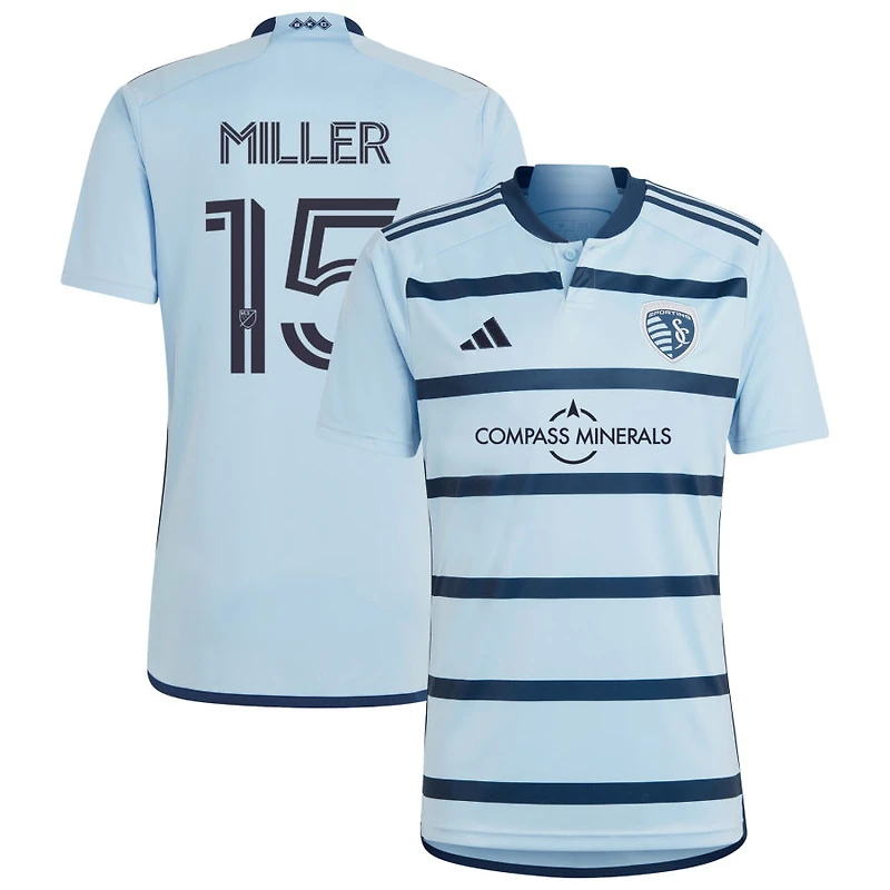 Jansen Miller Men's adidas Light Blue Sporting Kansas City 2023 Hoops 4.0 Replica Custom Jersey