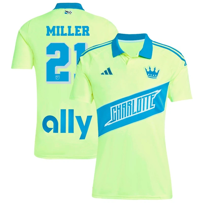 Tyler Miller Men's adidas Yellow Charlotte FC 2025 Third Replica Custom Jersey