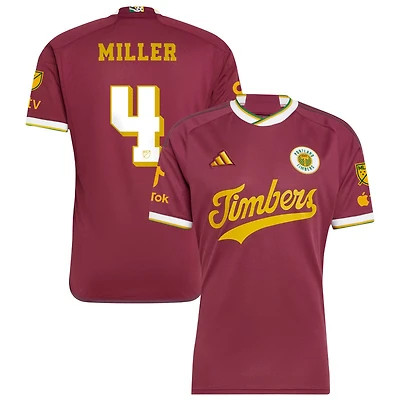 Kamal Miller Men's adidas  Red Portland Timbers 2024 Archive Custom Authentic Jersey