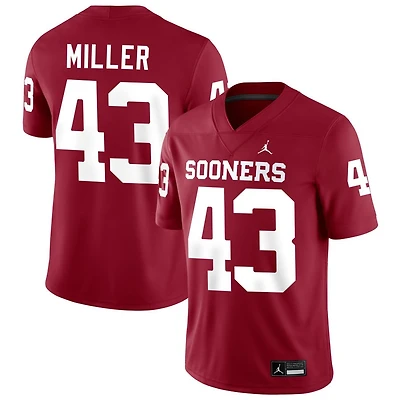 Grayson Miller Men's Jordan Brand Crimson Oklahoma Sooners NIL Pick-A-Player Football Replica Jersey
