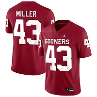 Grayson Miller Men's Jordan Brand Crimson Oklahoma Sooners NIL Pick-A-Player Football Replica Jersey