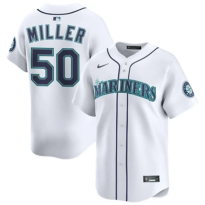 Bryce Miller Men's Nike White Seattle Mariners Home Limited Custom Jersey