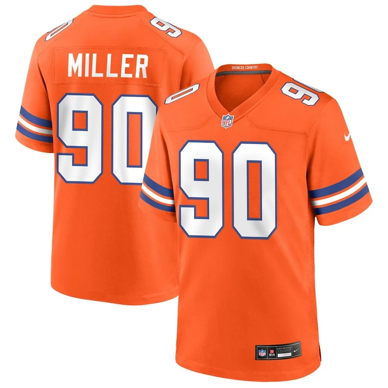 Jordan Miller Men's Nike Orange Denver Broncos Mile High Collection 1977 Throwback Custom Game Jersey