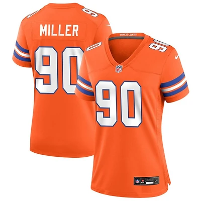 Jordan Miller Women's Nike Orange Denver Broncos Mile High Collection 1977 Throwback Custom Game Jersey