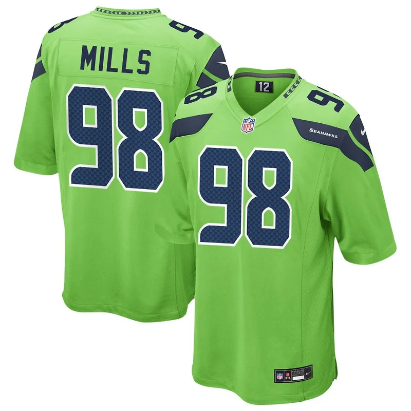 Rylie Mills Men's Nike Neon Green Seattle Seahawks Alternate Custom Game Jersey