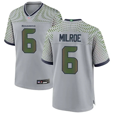 Jalen Milroe Men's Nike Gray Seattle Seahawks Rivalries Collection Custom Game Jersey