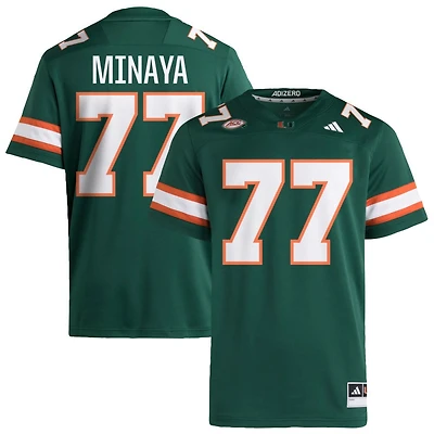 Juan Minaya Men's adidas  Green Miami Hurricanes NIL Pick-A-Player Alternate Premier Football Jersey