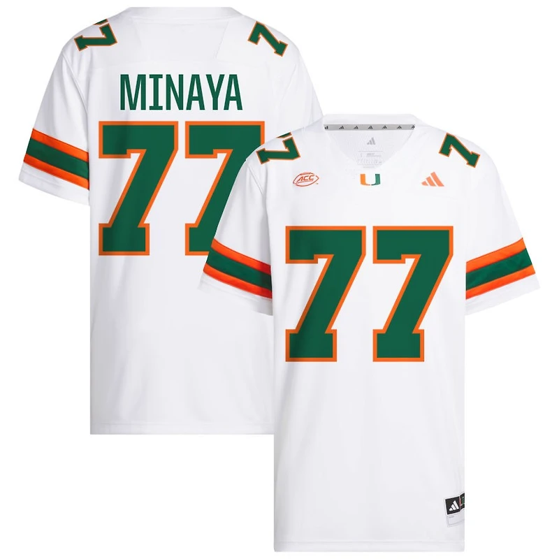 Juan Minaya Men's adidas White Miami Hurricanes NIL Pick-A-Player White Premier Football Jersey