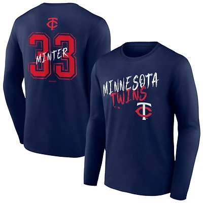 Men's Navy Minnesota Twins  Hustle Personalized Name & Number Long Sleeve T-Shirt