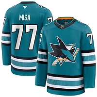 Michael Misa Men's Fanatics Teal San Jose Sharks Home Premium Custom Jersey