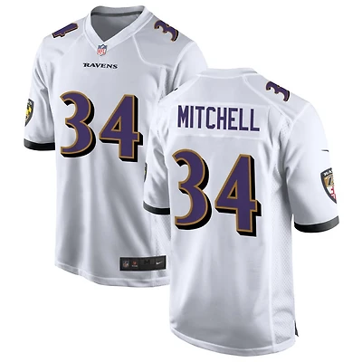 Keaton Mitchell Men's Nike White Baltimore Ravens Custom Game Jersey