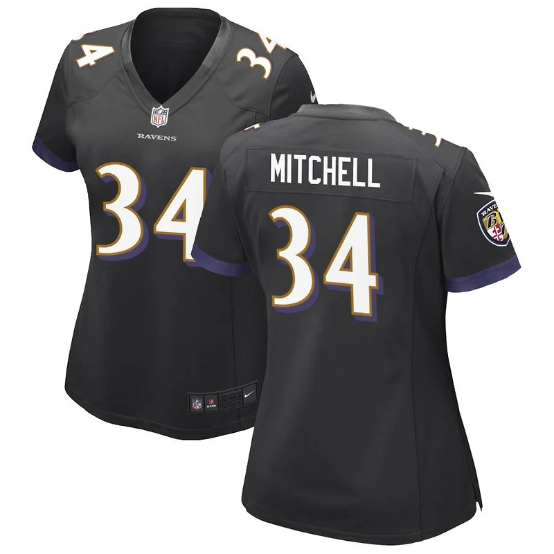 Keaton Mitchell Women's Nike Black Baltimore Ravens Alternate Custom Game Jersey