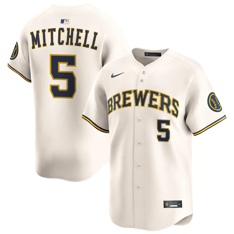 Garrett Mitchell Men's Nike Cream Milwaukee Brewers Home Limited Custom Jersey