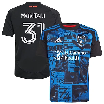 Francesco Montali Youth adidas  Black San Jose Earthquakes 2025 Headliner Replica Custom Jersey