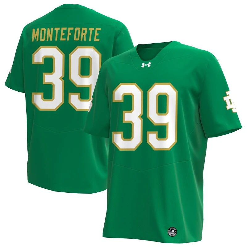 Rino Monteforte Men's Under Armour Kelly Green Notre Dame Fighting Irish Alternate NIL Pick-A-Player Replica Football Jersey