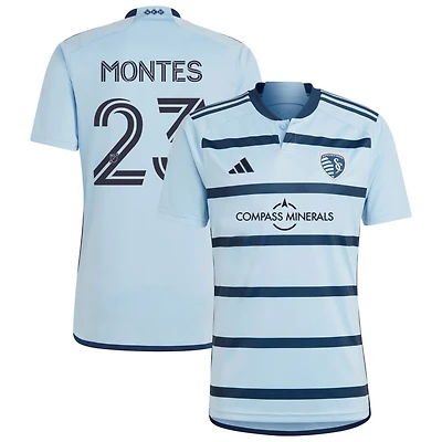 Alan Montes Men's adidas Light Blue Sporting Kansas City 2023 Hoops 4.0 Replica Custom Jersey