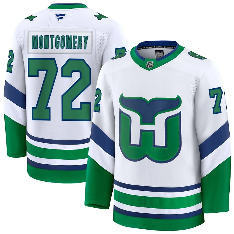 Bryce Montgomery Men's Fanatics White Carolina Hurricanes Throwback Premium Custom Jersey