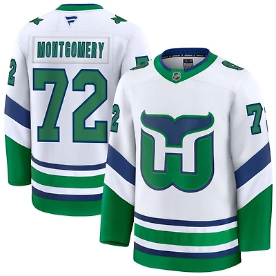Bryce Montgomery Men's Fanatics White Carolina Hurricanes Throwback Premium Custom Jersey