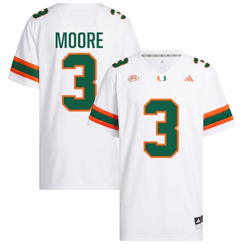Joshua Moore Men's adidas  White Miami Hurricanes NIL Pick-A-Player White Premier Football Jersey