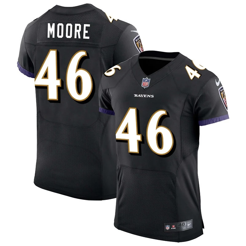 Nick Moore Men's Nike Black Baltimore Ravens Speed Machine Elite Custom Jersey
