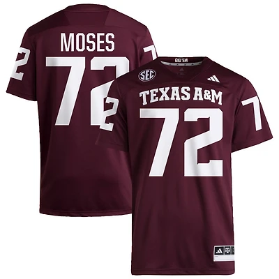 Joshua Moses Men's adidas  Maroon Texas A&M Aggies NIL Pick-A-Player Home Premier Football Jersey