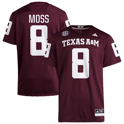 LeVeon Moss Men's adidas  Maroon Texas A&M Aggies NIL Pick-A-Player Home Premier Football Jersey