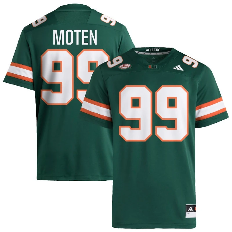 Ahmad Moten Men's adidas  Green Miami Hurricanes NIL Pick-A-Player Alternate Premier Football Jersey