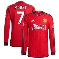 Mason Mount Men's adidas  Red Manchester United 2023/24 Home Authentic Custom Long Sleeve Jersey