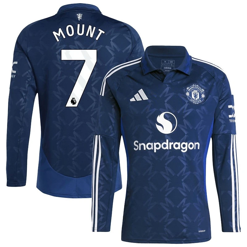 Mason Mount Men's adidas Navy Manchester United 2024/25 Away Replica Long Sleeve Custom Jersey