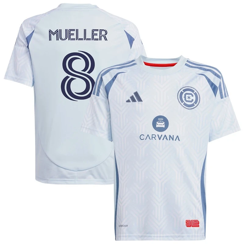 Chris Mueller Youth adidas  Light Blue Chicago Fire 2025 The Municipal Kit Replica Custom Jersey