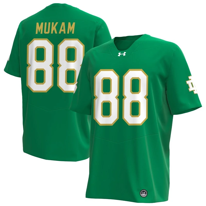 Armel Mukam Men's Under Armour Kelly Green Notre Dame Fighting Irish Alternate NIL Pick-A-Player Replica Football Jersey