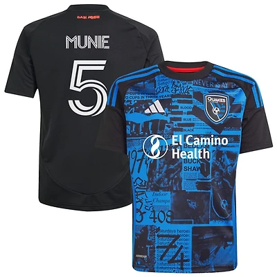 Daniel Munie Youth adidas  Black San Jose Earthquakes 2025 Headliner Replica Custom Jersey