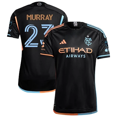 Max Murray Men's adidas  Black New York City FC 2024 24/7 Kit Authentic Custom Jersey