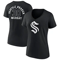Women's Black Seattle Kraken Personalized Name & Number Monochrome V-Neck T-Shirt