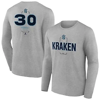 Men's Gray Seattle Kraken Personalized Name & Number Midfielder Long Sleeve T-Shirt