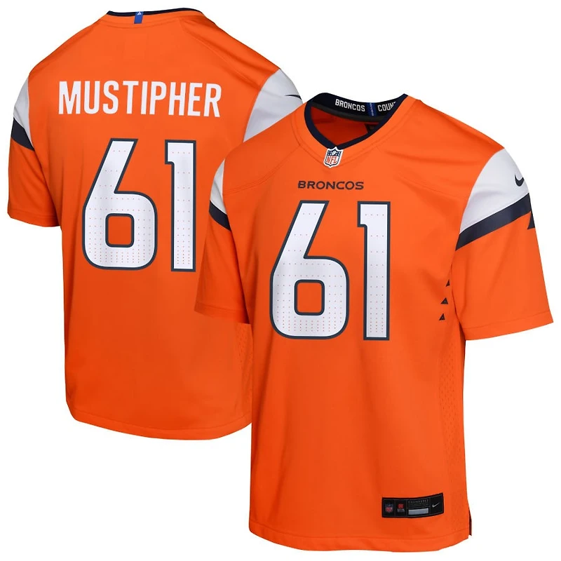 Sam Mustipher Youth Nike  Orange Denver Broncos Mile High Collection Custom Game Jersey