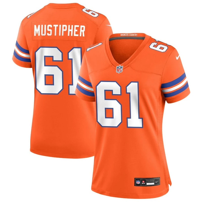 Sam Mustipher Women's Nike Orange Denver Broncos Mile High Collection 1977 Throwback Custom Game Jersey