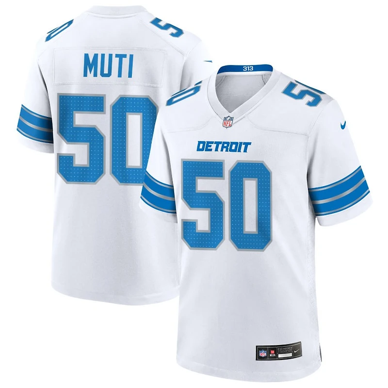 Netane Muti Men's Nike  White Detroit Lions Custom Game Jersey