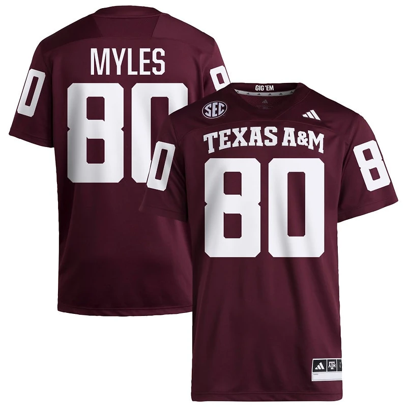 Jerome Myles Men's adidas Maroon Texas A&M Aggies NIL Pick-A-Player Home Premier Football Jersey