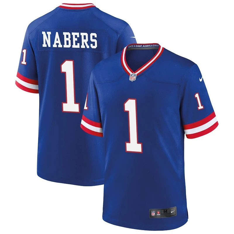Malik Nabers Men's Nike Royal New York Giants Classic Custom Game Jersey