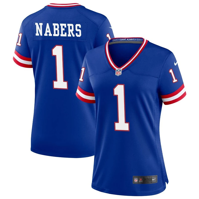 Malik Nabers Women's Nike Royal New York Giants Classic Custom Game Jersey