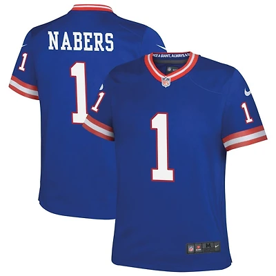 Malik Nabers Youth Nike Royal New York Giants Classic Custom Game Jersey