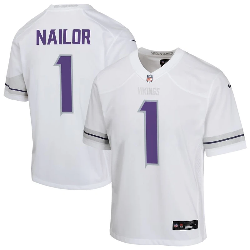 Jalen Nailor Youth Nike White Minnesota Vikings Alternate Custom Game Jersey