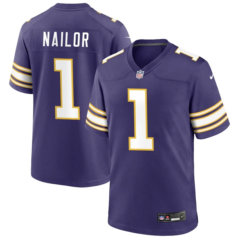 Jalen Nailor Men's Nike Purple Minnesota Vikings Classic Custom Game Jersey