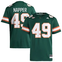 Mason Napper Men's adidas  Green Miami Hurricanes NIL Pick-A-Player Alternate Premier Football Jersey