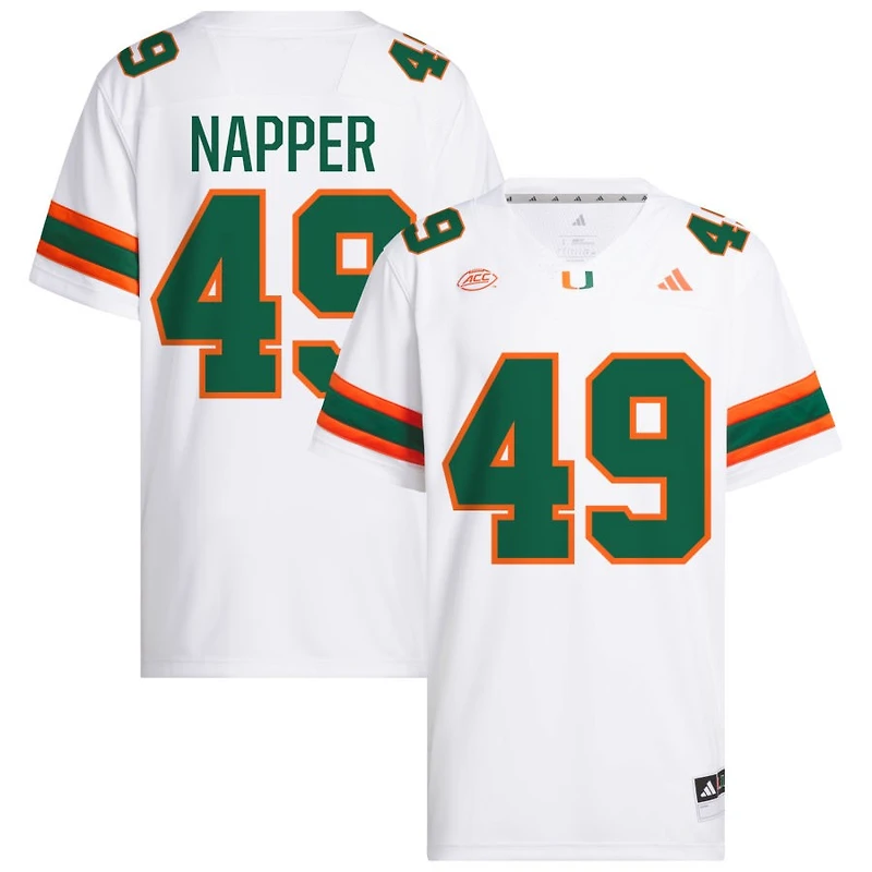 Mason Napper Men's adidas  White Miami Hurricanes NIL Pick-A-Player White Premier Football Jersey