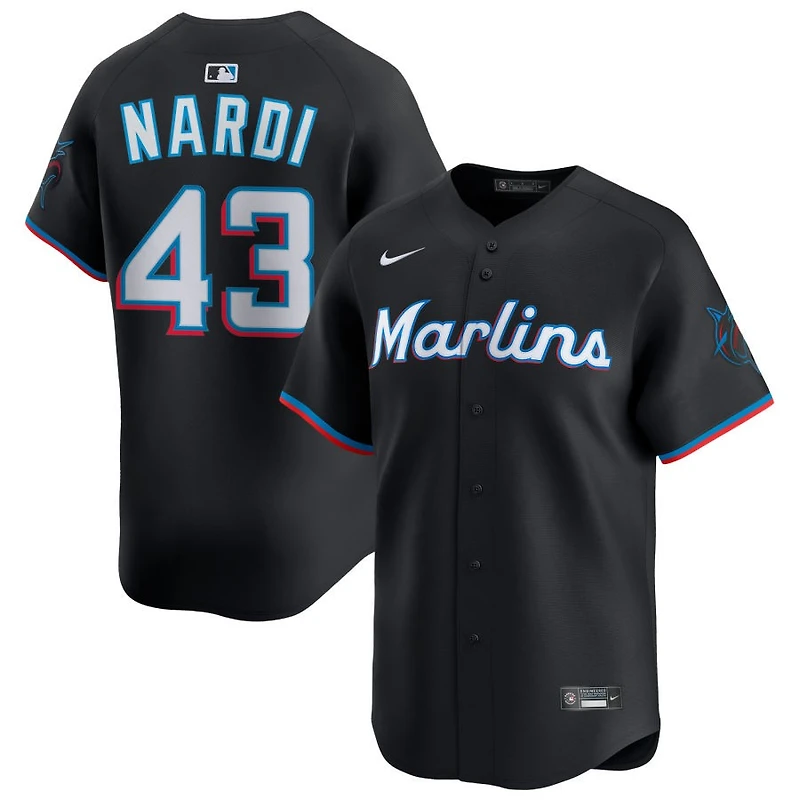 Andrew Nardi Men's Nike Black Miami Marlins Alternate Limited Custom Jersey