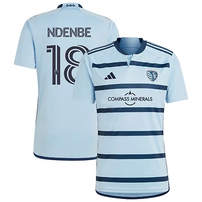Logan Ndenbe Men's adidas Light Blue Sporting Kansas City 2023 Hoops 4.0 Replica Custom Jersey