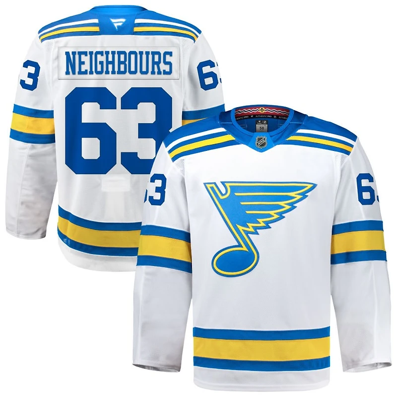 Jake Neighbours Men's Fanatics White St. Louis Blues Away Authentic Pro Custom Jersey